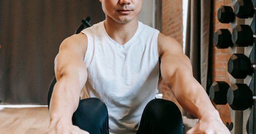 Rowing Machines - Fit ethnic sporty young focused male working out in contemporary gym with brick walls sitting on rowing machine